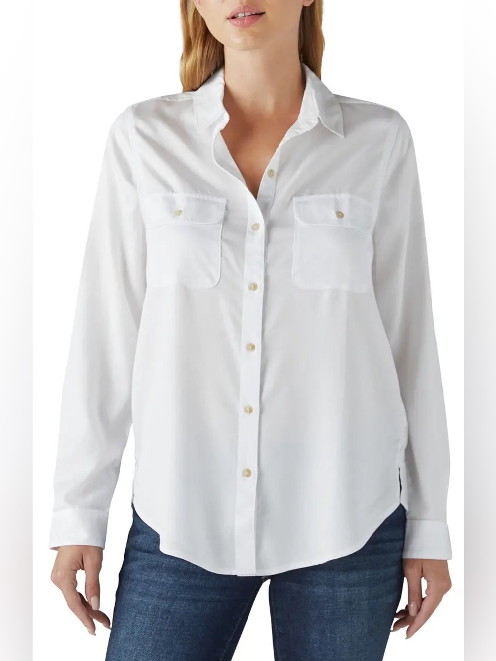 Lucky Brand White Long Sleeve Button-Up Shirt